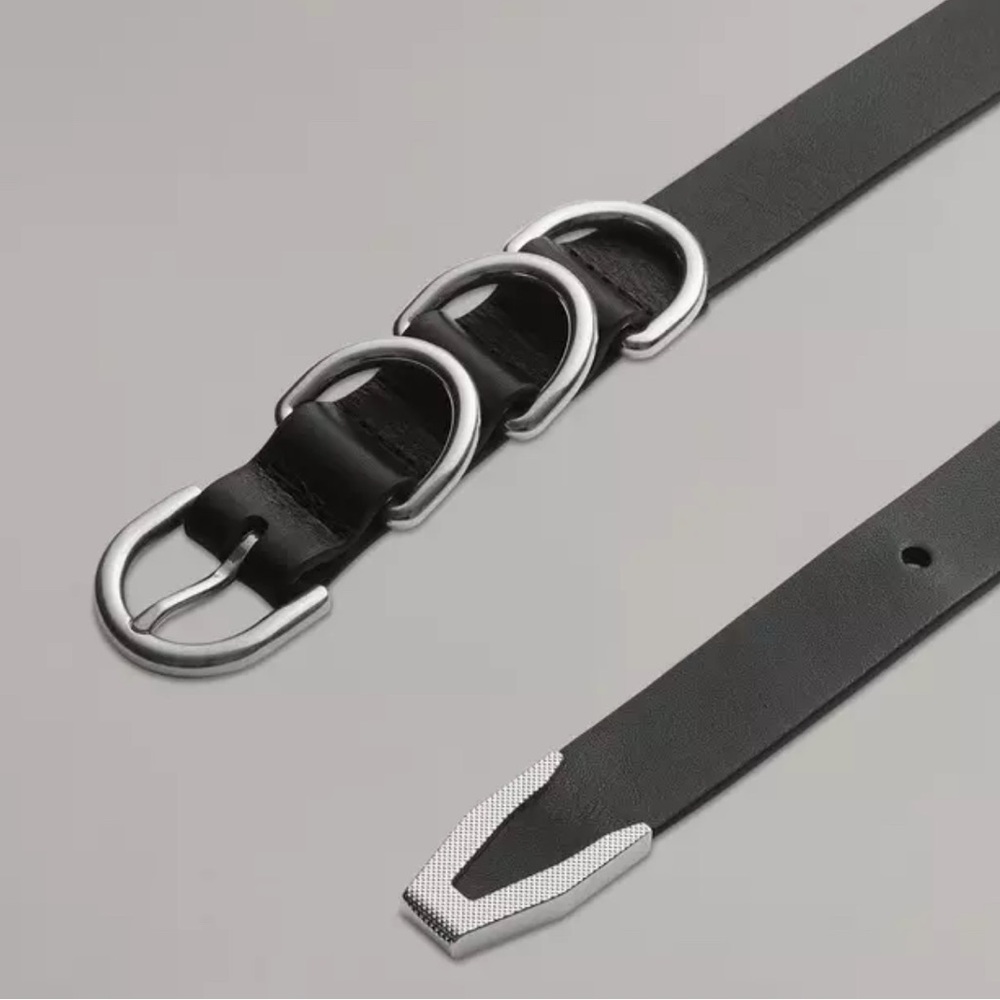 Rag & Bone Double Spire Black Leather Belt - Womens